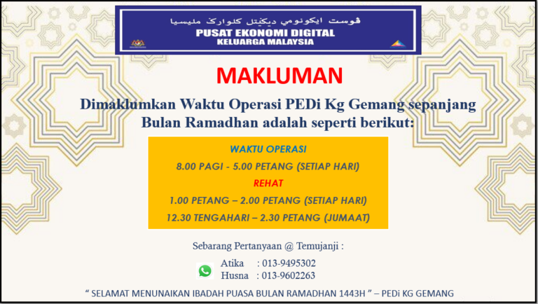 NOTIS WAKTU OPERASI BULAN RAMADHAN